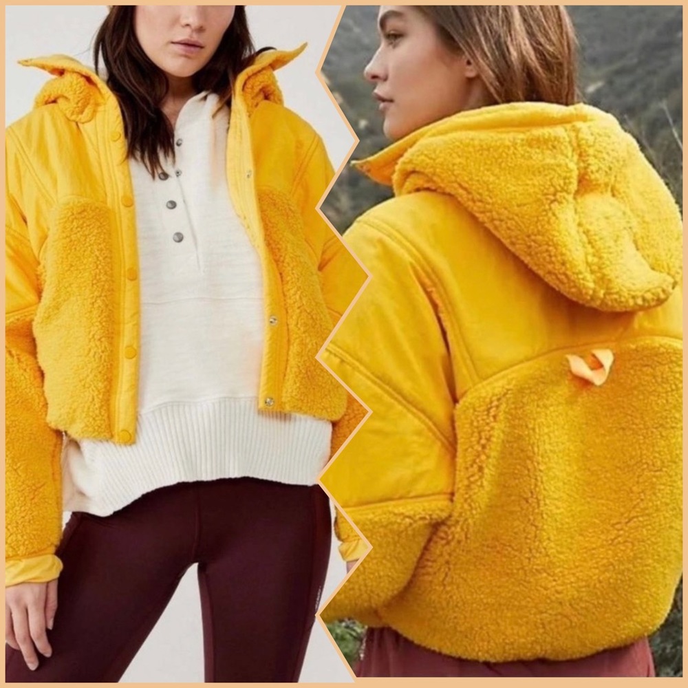 FREE PEOPLE FP MOVEMENT Adventures Awaits Fleece Sherpa Snap Jacket Coat